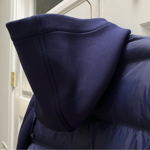 Greyson Eos Hybrid Puffer Jacket Hood Pockets Zip Navy Golf Embroidered Large - Picture 11 of 14